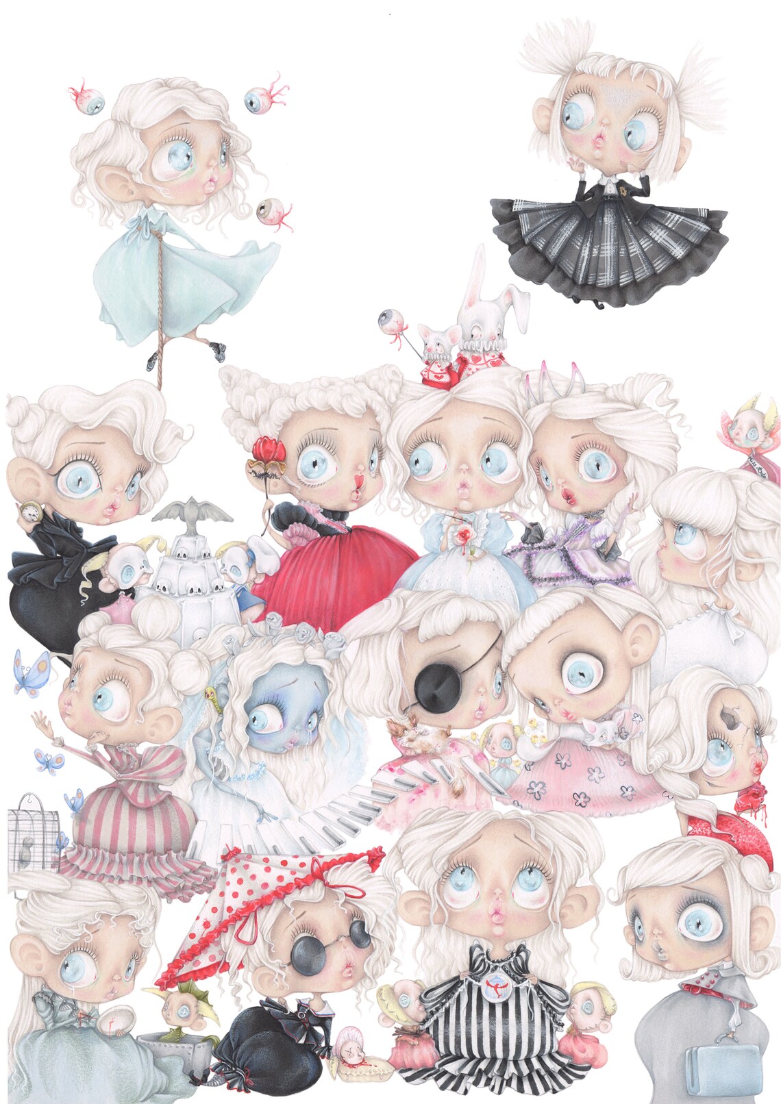 3 parody tim burton pop surrealism art prints jack