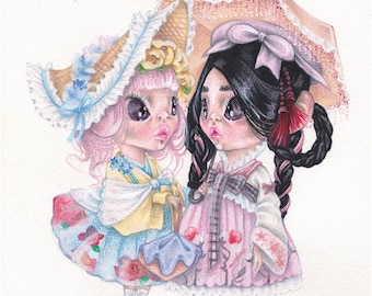 Traditional - ORIGINAL artwork - lolita japan harajuku sweet childhood kawaii