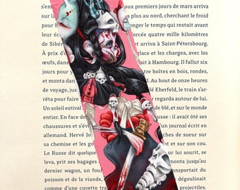 Bookmark Wako Mermaid pop surrealism yokaï japan pirate skull samurai halloween