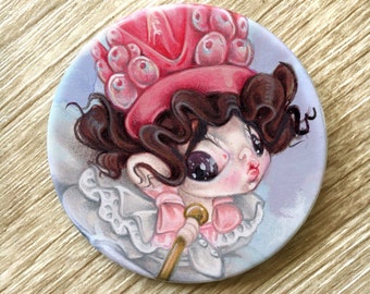 Badge Alice in Wonderland pop surrealism lewis carroll pins brooch pastel children illustration book