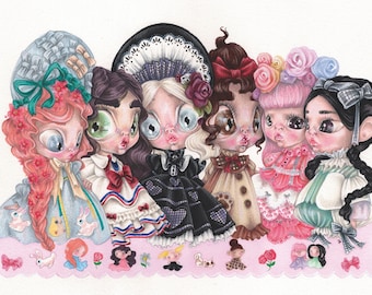 Antonella's gang - ORIGINAL artwork - lolita japan harajuku sweet childhood kawaii