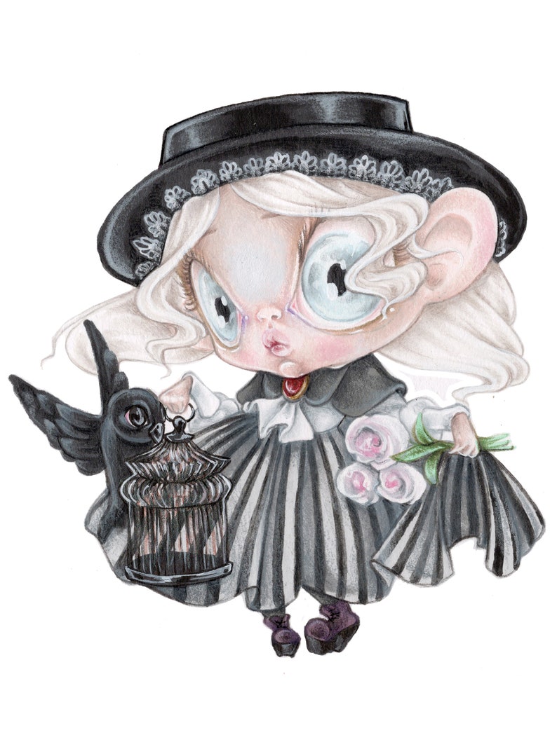 Gothic lolita pop surrealism Antonella harajuku japan lolita victorian black halloween children doll art prints