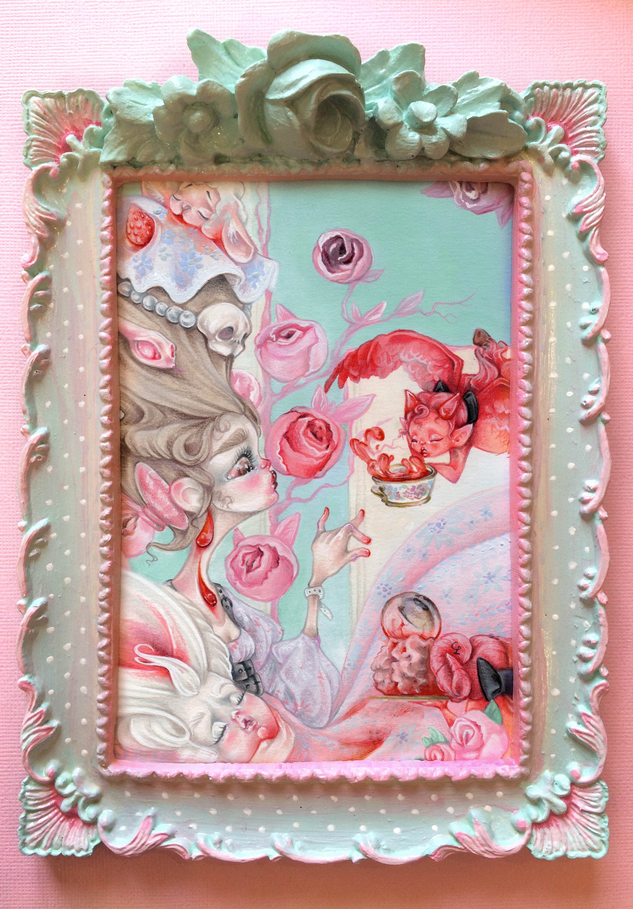 framed Marie Antoinette pastelgoth pop surrealism rococo versailles petit trianon goth demon murder ORIGINAL