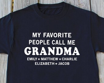 Personalized Grandma Shirt, Custom Grandma Gift, Grandma T-shirt, Grandma Gifts, Grandkids Names T Shirt, Grandmother Shirt