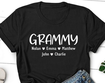 Personalized Grammy T Shirt with Grandkids Names, Gift for Grammy, Shirt for Grammy, Grammy Shirt, Christmas Gift Grammy, Mothers Day Gift