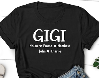 Personalized Gigi Shirt with Grandkids Names, Gigi Shirt, Gigi Gift, Christmas Gift for Gigi, Mothers Day Gift, Cute Gigi T-shirt