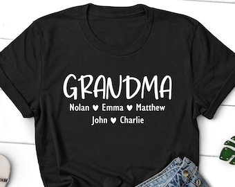Personalized Grandma Shirts, Grandma Shirt with Grandkids Names, Christmas Gift for Grandma, Gift for Grandma, Granny Shirt, Granny Gift