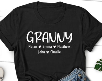 Granny Shirt with Grandkids Names Personalized Granny Gift Christmas Gift Granny Customized Mothers Day Gift Granny Gift Granny T-shirt