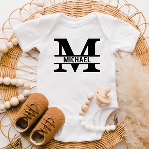 Custom M Name Baby Bodysuit, Baby Boy Name Bodysuit, Personalized Bodysuit, Custom Baby Gift Name Gift