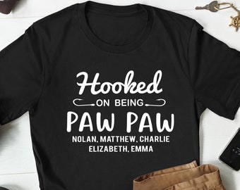 Paw Paw Shirt Gifts For Grandpa Fathers Day Shirt Grandpa T-shirt Personalized Kids Names Paw Paw T-shirt