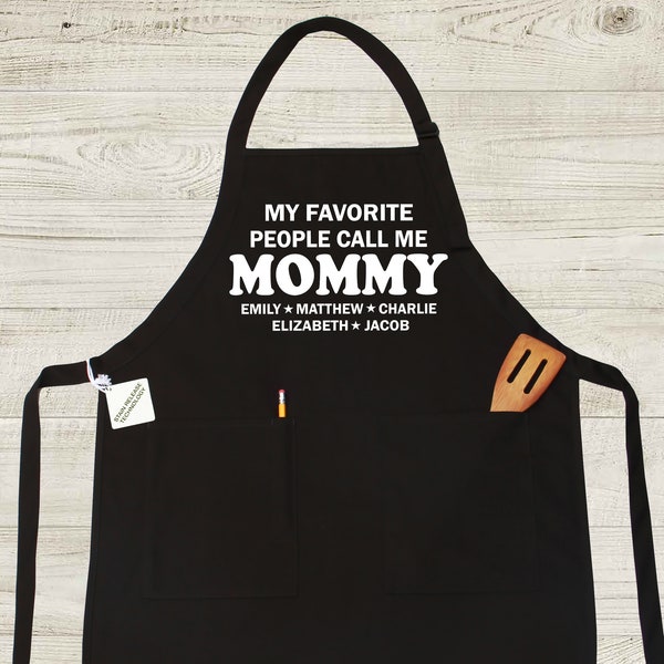 Apron for Mom, Personalized Mom Apron, Apron for Mommy, Mom Gift, Mothers Day Gift for Mom, Mom Kids Names Cooking Gift for Christmas