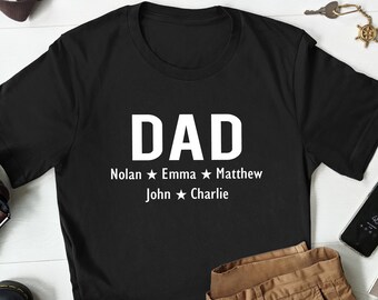 Personalized Dad Gift, Dad T Shirt, Dad Shirt with Kids Names, Custom Dad Shirt, Christmas Gift Dad, Personalized Fathers Day Gift, Dad Gift