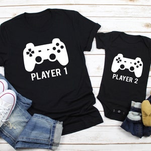 Father Son Matching Shirts Player 1 Player 2 Matching Shirts Dad and ...