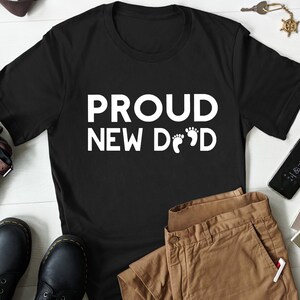 New Dad Shirt  Gifts For New Dad  Gifts For New Daddy - Dad Baby Foot Print Shirt - Baby Announcement Gift - Fathers day Shirt