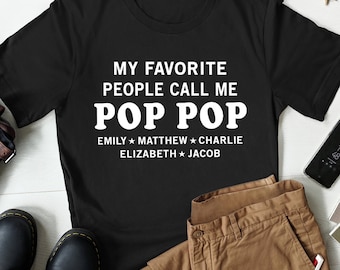 Chemise pop pop personnalisée avec prénoms de grands enfants, cadeau pop pop, cadeau pop, chemise pop, cadeau pour pop pop, cadeaux personnalisés pour la fête des pères papy