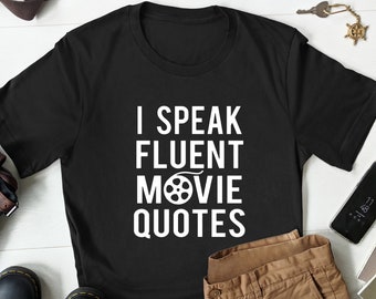 "I Speak Fluent Movie Quotes" Graphic T-Shirt For Adults - Medium, Navy Blue - View #2