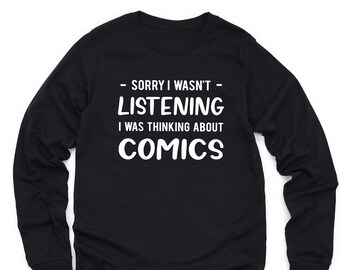 Comics Sweatshirt, Funny Graphic Pullover S-3XL, Gift for Comic Book Fans, Superhero Lovers, and Pop Culture Enthusiasts