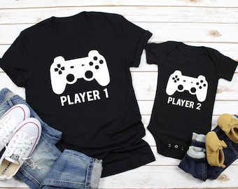 Father Son Matching Shirts Player 1 Player 2 Matching Shirts Dad and Son Matching Shirts Dad Baby Matching Shirts Dad Daughter Shirts