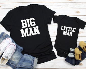 Fathers Day Father and Son Matching Shirts First Fathers Day Shirts Daddy and Son Matching T-Shirts Dad And Baby Big Man Little Man Shirts