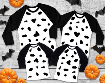 Dalmatian Matching Shirts, Dalmatian Costume, Dalmatian Outfit, Halloween Party Matching Shirts, Dalmatian Raglan Shirts, Animal Print Shirt