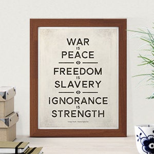 George Orwell &quot;1984&quot; - Piccolo poster con citazione di fantascienza distopica, arte della letteratura, regalo letterario, arredamento per la casa moderno, download istantaneo