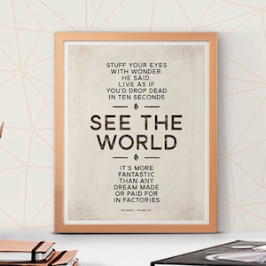 Ray Bradbury Fahrenheit 451 &quot;World&quot;, Dystopian Sci Fi Literary Quote Poster Small, Inspirational Quote, Bookish Room Decor, Instant Download