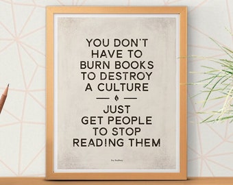 Ray Bradbury - Dystopische Sci Fi Literatur Zitat kleines Poster, druckbare Kunst, Retro modernes Zuhause, Instant Download