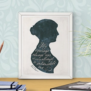 Jane Austen Bookish Decor Pride and Prejudice Wall Art Print Cubicle Decor,  Literary Gift for Book Lovers, Book Quote Art Print Dorm Decor 