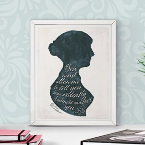 Jane Austen Pride and Prejudice - Literary Quote Small Poster, Love Quote Printable, Quote Posters, Bookish Gift, digital download
