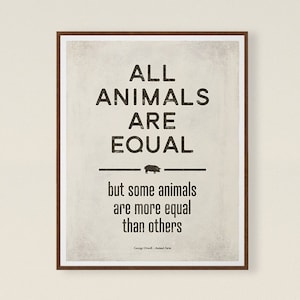 George Orwell "Animal Farm" Medium Dystopian Sci Fi Quote Poster, Literature Art, Literary Gift, Bookworm Decor, Instant Download
