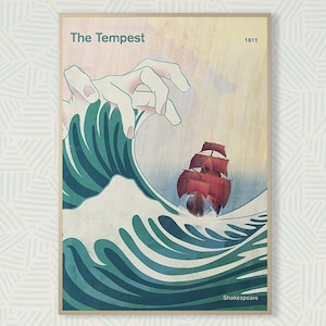 The Tempest, Shakespeare, Literary Book Cover Art Poster Large, Bookish Gift, Theatre Lover Gift, Classroom Decor, Digital Download