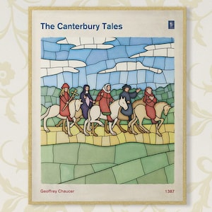 The Canterbury Tales, Chaucer Book Cover Poster, Literary Art Print, English Literature, Reading Nook, Classroom Decor, Book Lover Gift