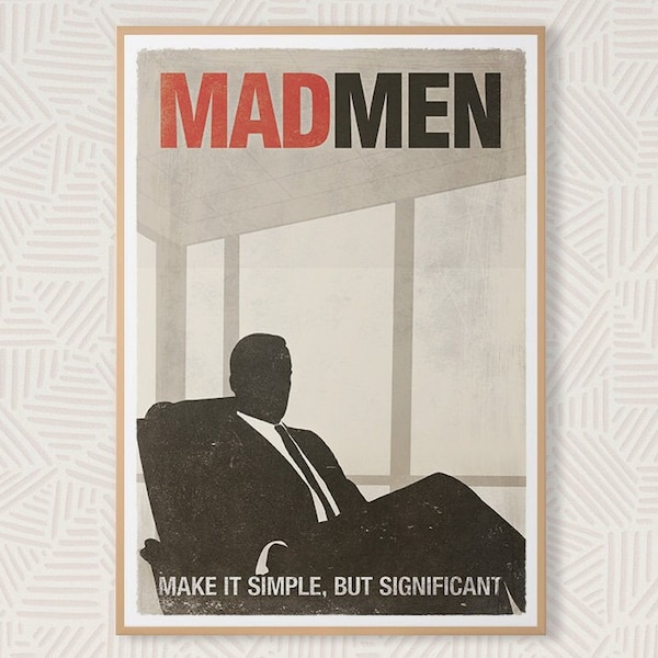 Mad Men TV Show inspiriertes Poster groß, Don Draper, druckbares minimalistisches Poster, skandinavisches Mid Century Dekor, digitaler Download