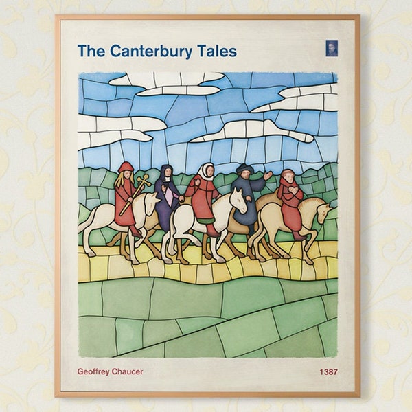 The Canterbury Tales, Chaucer - Literature Art Book Cover Poster Medium, Literary Print, Bookish Gift, Book Lover Decor, Instant Download