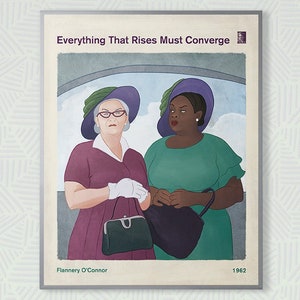 Literary Book Cover Art Print Medium Everything That Rises Must Converge Flannery O&#39;Connor, Classroom Decor, Bookish Gift, Instant Download