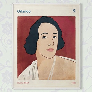 Virginia Woolf Orlando, Couverture de livre littéraire Print Medium, Affiche de littérature classique, Cadeau livresque, Art féministe, Téléchargement instantané