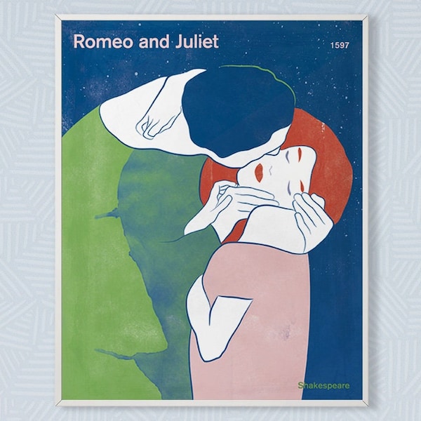 Romeo and Juliet, Shakespeare - Medium literary poster, literary gift, minimalist poster, bookish gift, book cover poster, digital download