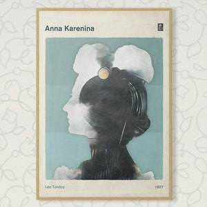 Leo Tolstoy, Anna Karenina - Classic Literature Book Cover Poster Large, Literary Gifts, Bookish Home Decor, Digital Download