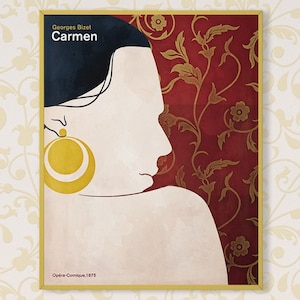 Opera poster &quot;Carmen&quot; - Medium opera poster, gift opera, illustration poster, book cover print, modern home decor, digital download