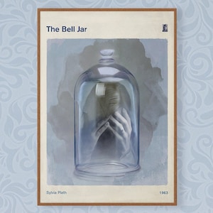 The Bell Jar, Sylvia Plath - Literarisches Bucheinband Poster groß, Literatur Kunst, literarisches Geschenk, Bücherwurm, Bibliophile, Instant Download
