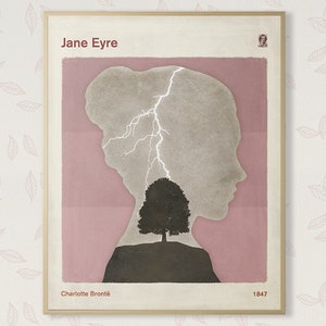 Charlotte Brontë Jane Eyre, Letteratura inglese Poster Medium, Book Cover Art, Regalo letterario, Bookish Home Decor, Download istantaneo