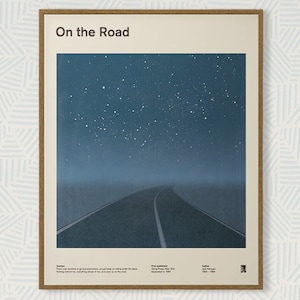 En el camino, cartel de portada de libro de Jack Kerouac, impresión de arte literario, literatura inglesa, regalo de amante de libros