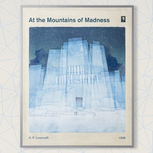 At the Mountains of Madness, H. P. Lovecraft - Medium Book Cover Poster, Literary Gift, Gothic Sci Fi Art, Cthulhu Mythos, Instant Download