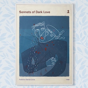 Sonnets of Dark Love, F. G. Lorca - Poetry Book Cover Poster Large, Literature Art, Literary Gift, Bookworm, Bibliophile, Instant Download