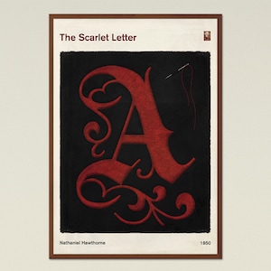 The Scarlet Letter - Large Literary Book Cover Print, Bookish Gift, Classic Literature Poster, Modern Home Decor, Digital Download
