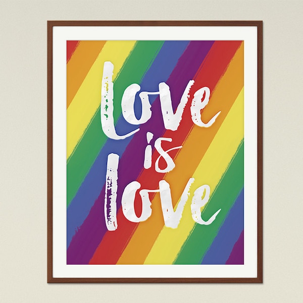Love is Love, Gay Pride Medium Printable Queer Art, Orlando Pride, Rainbow Flag, LGBT Pride, Equality, Modern Home Decor, Instant Download
