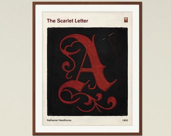 The Scarlet Letter - Medium Literary Book Cover Print, Bookish Gift, Classic Literature Poster, Modern Home Decor, Digital Download