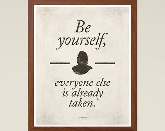 Oscar Wilde Be Yourself - Cartel pequeño, cita literaria, regalo literario, póster imprimible, descarga digital