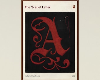 The Scarlet Letter - Large Literary Book Cover Print, Bookish Gift, Classic Literature Poster, Modern Home Decor, Digital Download