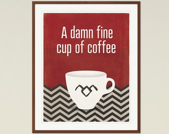 Sacré bonne tasse de café ; Affiche moyenne de citation inspirée de Twin Peaks, art imprimable de cuisine minimaliste, décor de café, téléchargement numérique